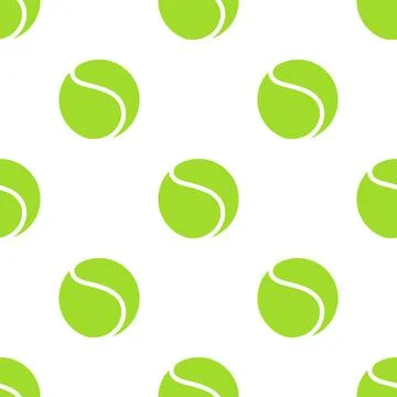 Tennis Ball Seamless Pattern Vector Illustration. Flat Tennis Ball Seamless Stock Illustration