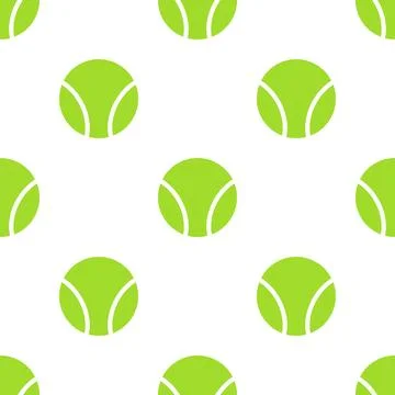 Tennis Ball Seamless Pattern Vector Illustration. Flat Tennis Ball Seamless Stock Illustration