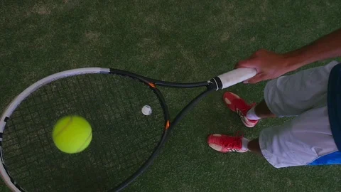 Tennis ball slowly flies up to camera. Stock Footage