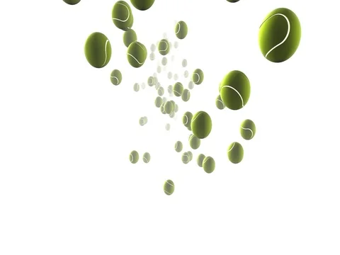 Tennis balls bouncing on white background Stock Footage 83433937