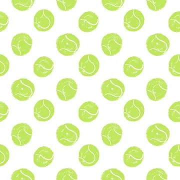 Tennis balls crayon seamless pattern. Padel tennis ball shot endless background. Stock Illustration