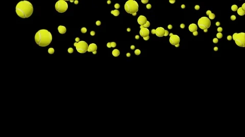 Tennis balls pattern on the top border of a black background Stock Footage 118362101