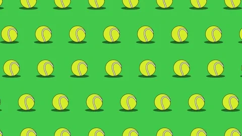 Tennis balls seamless loop pattern on a green background Stock Footage 174305960