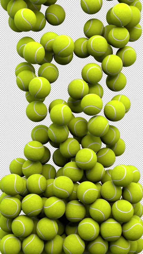 Tennis balls transition – 3d render with alpha channel. Stock Footage 276734931