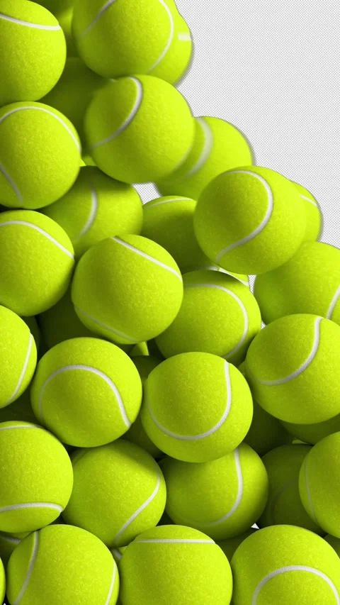 Tennis Balls Vertical Drop and Collapse Transition Animation with Alpha Channel. Stock Footage 329224711