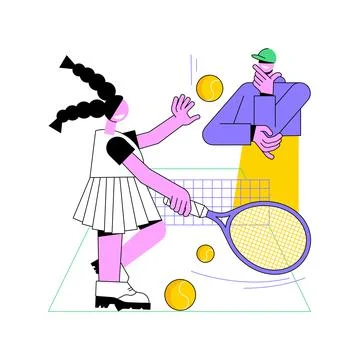 Tennis camp abstract concept vector illustration. Illustrazione stock