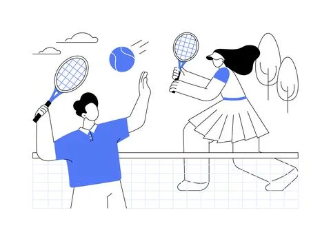 Tennis camp abstract concept vector illustration. Illustrazione stock