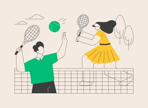 Tennis camp abstract concept vector illustration. Illustrazione stock