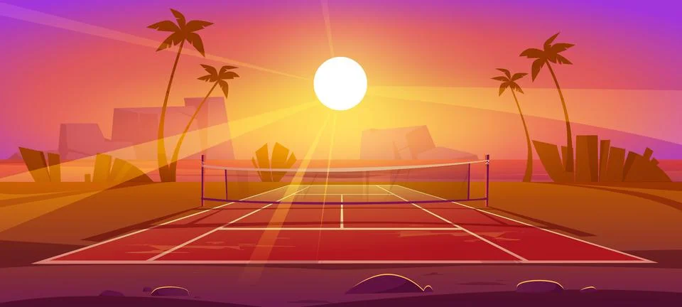Tennis court, outdoor field for sport exercises Stock Illustration