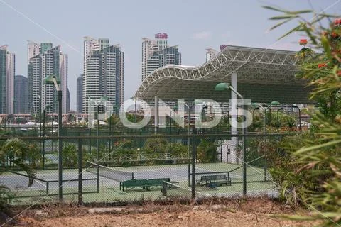 Tennis court in a respectable area of Sanya Stock Photos