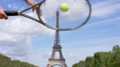 Tennis &amp; Eiffel tower Stock Footage 249202099