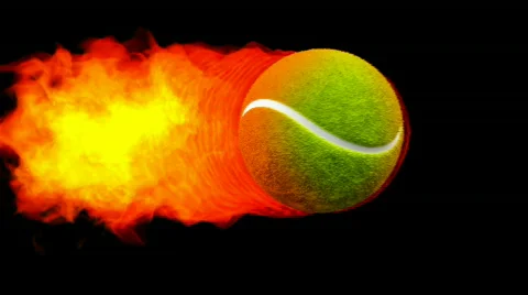 Tennis fireball in flames on black backg... | Stock Video | Pond5