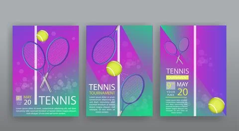 Tennis  flyer vector template, ball and racquet, Stock Illustration