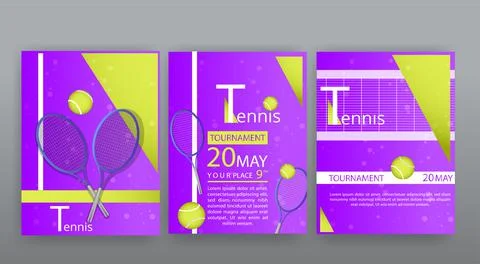 Tennis  flyer vector template, ball and racquet, Stock Illustration