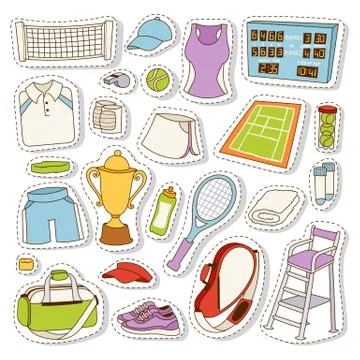 Tennis icon set vector Stock Illustration