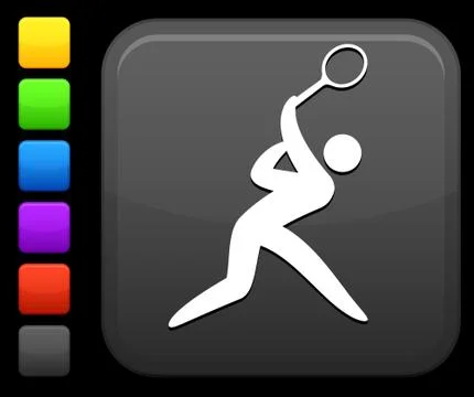 Tennis  icon on square internet button Stock Illustration