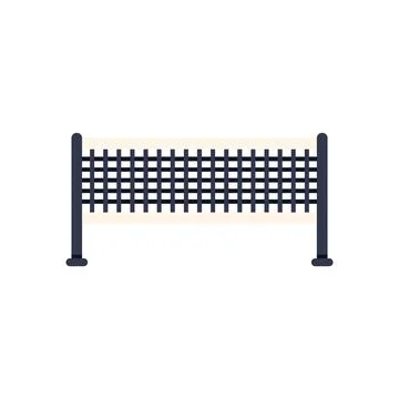 Tennis net separating playing area on white background Stock Illustration