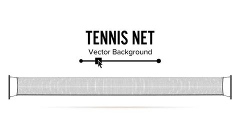 Tennis Net Vector. Realistic Net Used In The Sport Game Of Tennis. Isolated Stock Illustration
