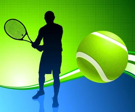 Tennis Player on Abstract Background Stock Illustration