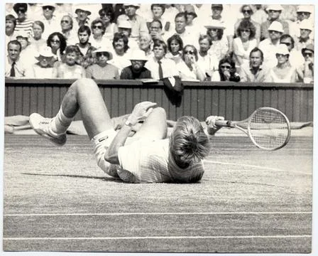 Tennis Player - Boris Becker 1985 Sequence Two Tennis Player Boris Becker In Act Stock Photos