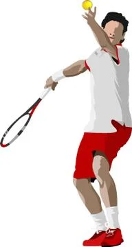 Tennis player. Colored Vector illustration for designers Stock Illustration