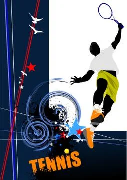 Tennis player. Colored Vector illustration for designers Stock Illustration