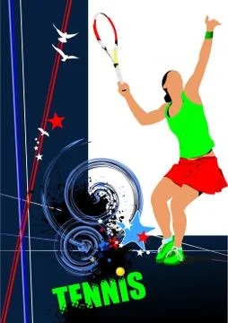 Tennis player. Colored Vector illustration for designers Ilustração Stock