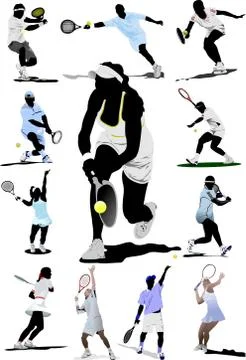 Tennis player. Colored Vector illustration for designers Stock Illustration