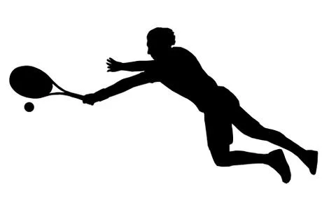 Tennis player diving Stock Illustration