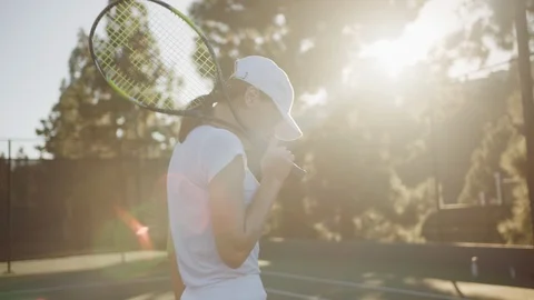 Tennis player getting ready for training Stock Footage 126305439