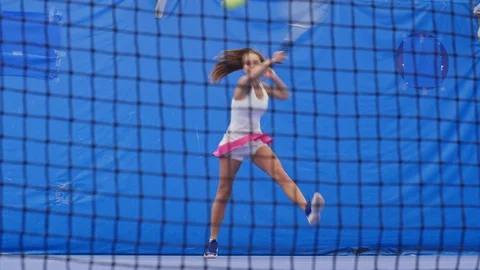 Tennis player hitting net Stock Footage 118656574