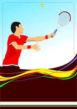 Tennis player poster. Colored Vector illustration for designers Stock Illustration