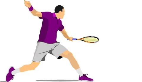 Tennis player poster. Colored Vector illustration for designers Stock Illustration