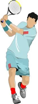 Tennis player poster. Colored Vector illustration for designers Stock Illustration