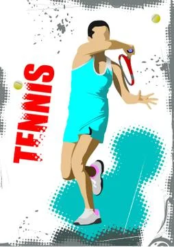 Tennis player poster. Colored Vector illustration for designers Stock Illustration