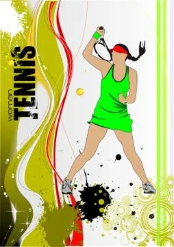 Tennis player poster. Colored Vector illustration for designers Stock Illustration