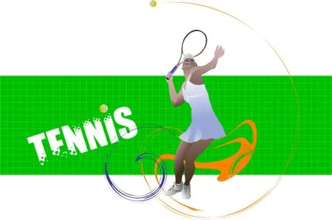 Tennis player poster. Colored Vector illustration for designers Stock Illustration