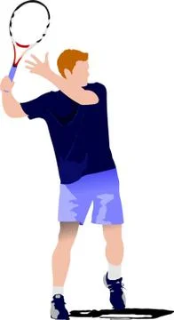 Tennis player poster. Colored Vector illustration for designers Stock Illustration