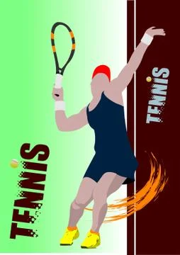 Tennis player poster. Colored Vector illustration for designers Stock Illustration