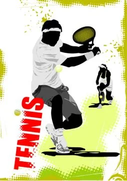 Tennis player poster. Colored Vector illustration for designers Stock Illustration