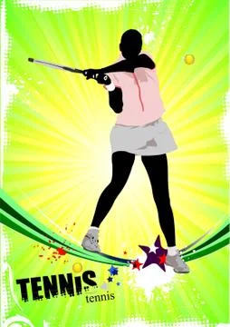 Tennis player poster. Colored Vector illustration for designers Stock Illustration