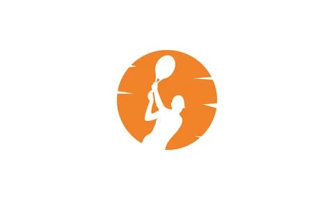 Tennis player with sunset logo vector icon illustration design Stock Illustration