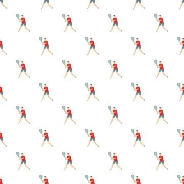 Tennis players seamless pattern playing sport game Stock Illustration