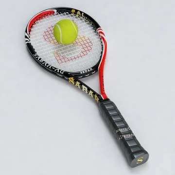Tennis Racket and Ball 02 3D Model