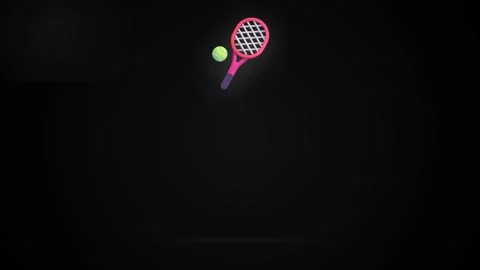 Tennis racket and ball floating in a continuous smooth loop animation Stock Footage 344773627