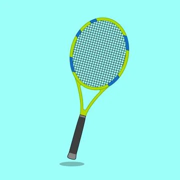 Tennis racket flat design with shadow. Stock Illustration