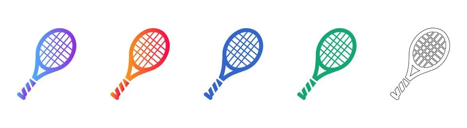 Tennis Racket Icon Set in Gradient Styles Stockillustratie