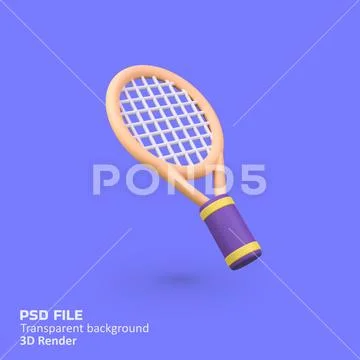 Tennis racket isolated 3d render icon illustration PSD Template