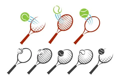 Tennis Racket Logo Set Stock Illustration