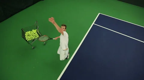 Tennis Serving Stock Footage 32136075